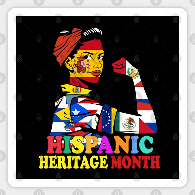 Hispanic Heritage Month Shirt For Women Latin Countries Flags Proud Spanish Speaking American Sticker by dianoo